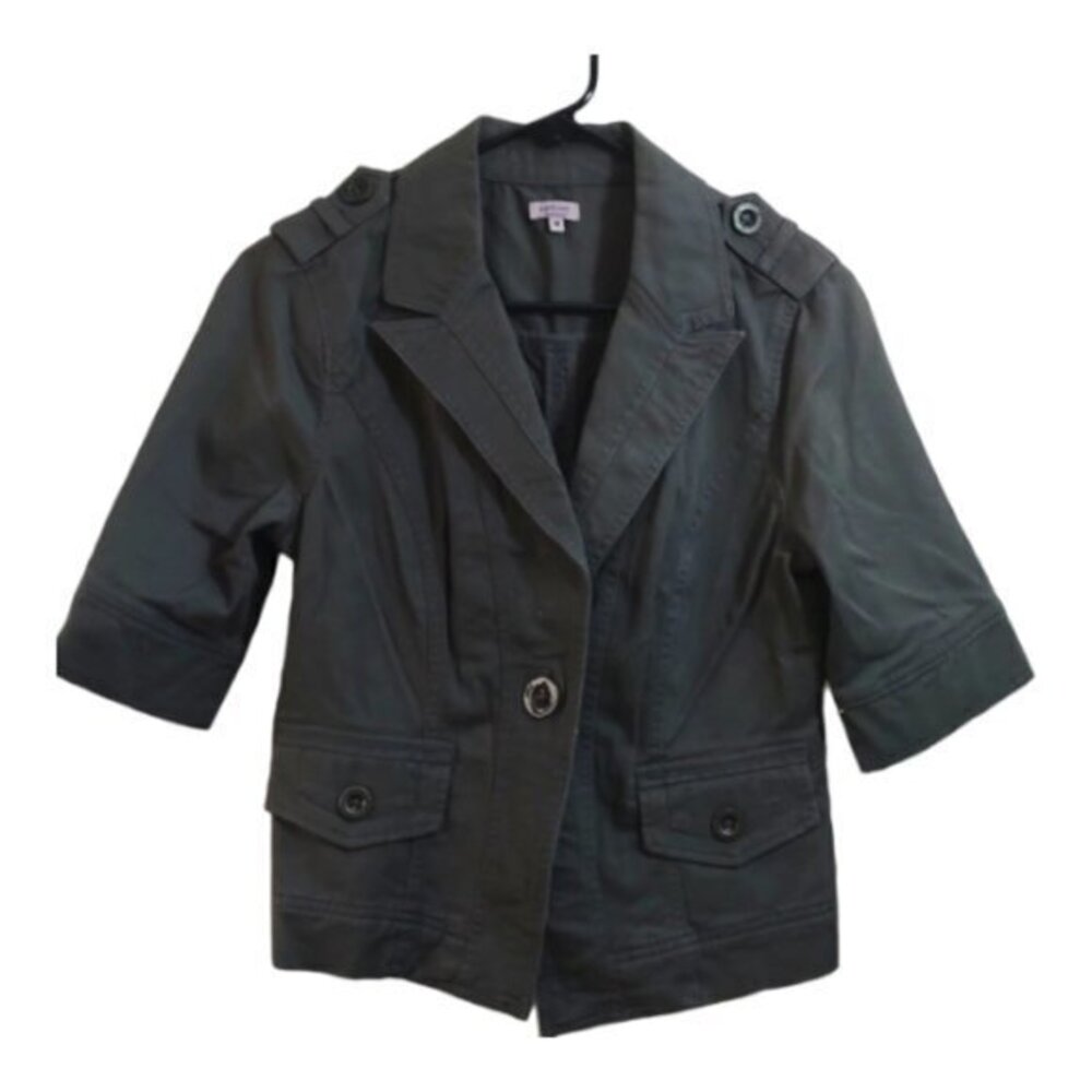 Sashimi Gray Blazer Jacket Army Green 3/4 Sleeve Size Medium NWT #6615